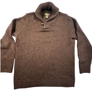 Eddie Bauer Men's Tall XL Shawl Collar‎ Button Sweater Lambs Wool Blend Brown